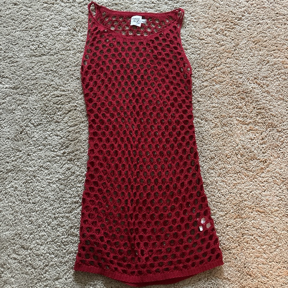 Princess Polly Red Crochet Sleeveless Dress